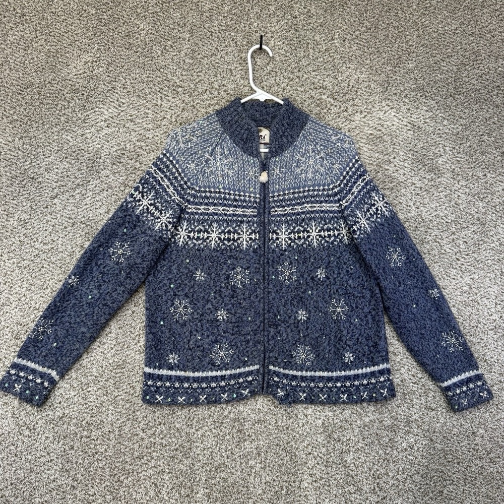 Vintage Tiara International Sweater‎ Women's M Winter Snowflakes Knit Cardigan